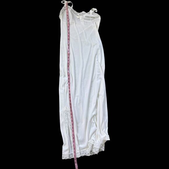 NWOT Vintage Shirey Chemise Sleepwear Midi Length Sleeveless Side Slit White 6 - Picture 8 of 10